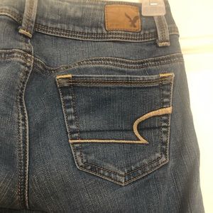 American eagle kick boot stretch blue jeans